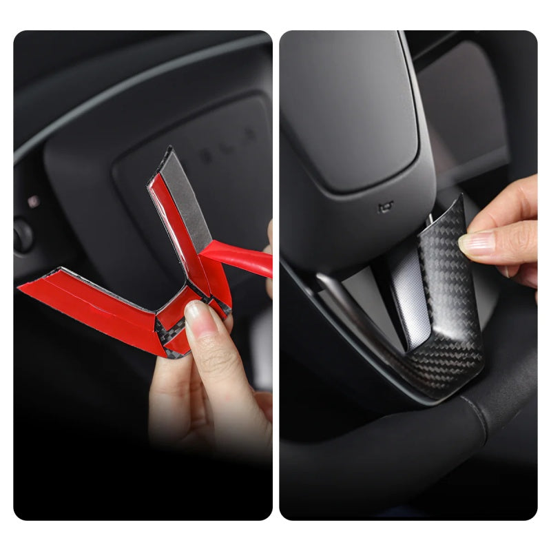 Real Carbon Fiber Steering Wheel Cover for Model 3 Highland/Y Juniper