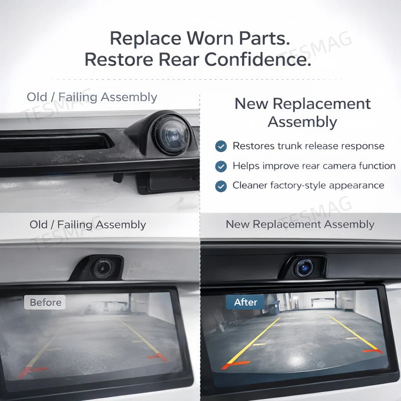 Rear Trunk Handle with Backup Camera for Tesla Model 3/Y (1095949‑00‑E)