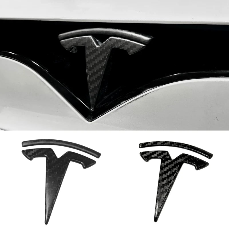 Front T Logo Overlay Carbon Fiber Molded for Tesla Model S 2016-2025