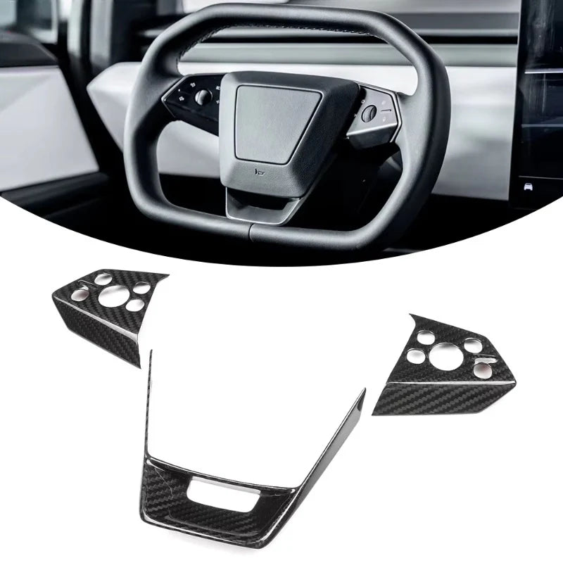 Carbon Steering Wheel Cover Kits for Tesla Cybertruck 2024+