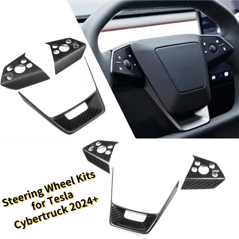 Carbon Steering Wheel Cover Kits for Tesla Cybertruck 2024+