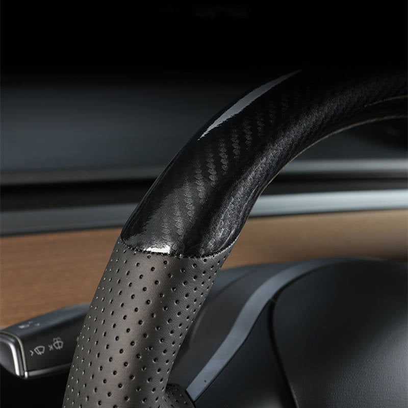 Leather Steering Wheel Cover for Tesla Model 3 Highland/3/Y