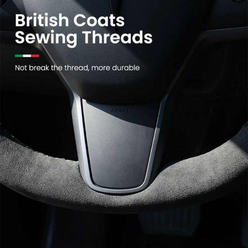 Alcantara Tesla Hand Stitch Steering Wheel Cover for Model 3/Y (2017-2024)