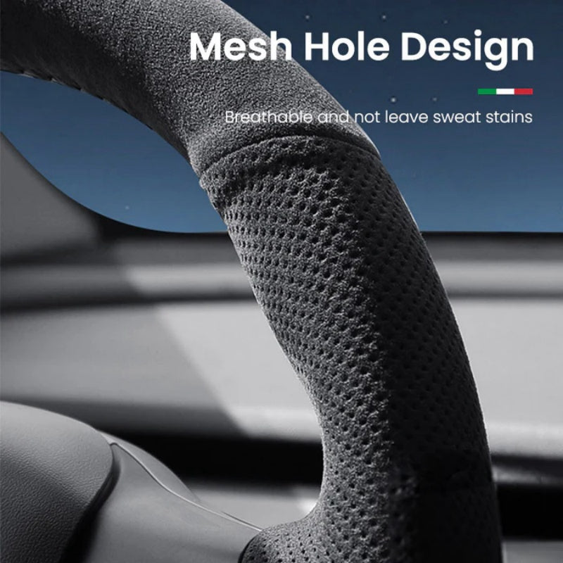 Alcantara Tesla Hand Stitch Steering Wheel Cover for Model 3/Y (2017-2024)