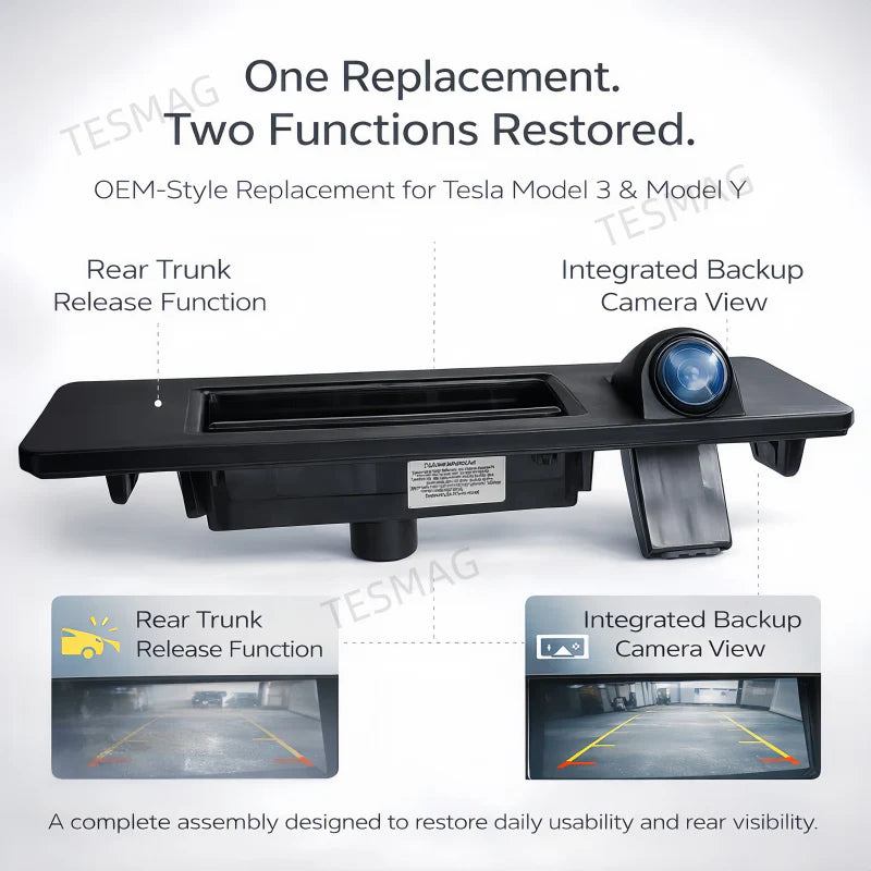 Rear Trunk Handle with Backup Camera for Tesla Model 3/Y (1095949‑00‑E)