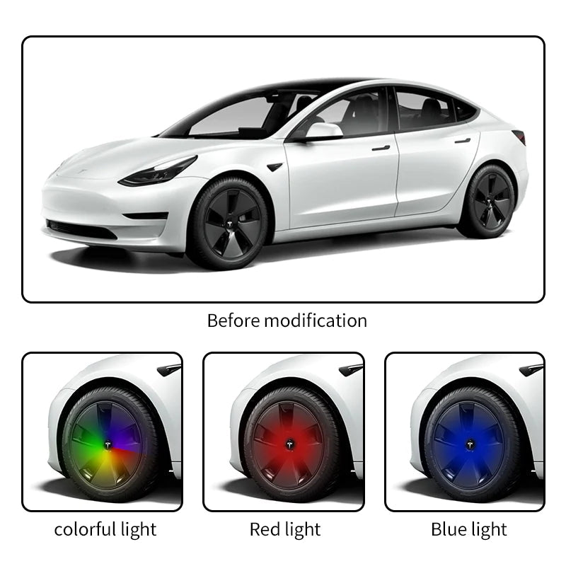 LED Wheel Hub Light Caps For Tesla Model S/3/X/Y（4pcs）