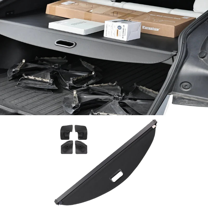 Retractable Leather Cargo Organizer Shield Shade for Tesla Model Y 2021-2025
