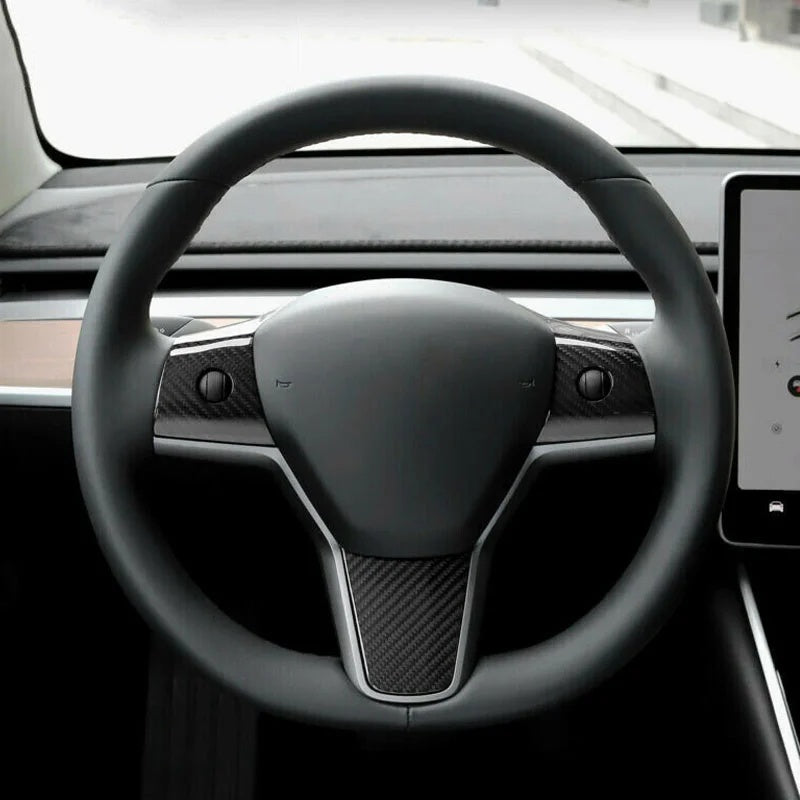 True Carbon Fiber Steering Wheel Patch for Tesla Model 3/Y
