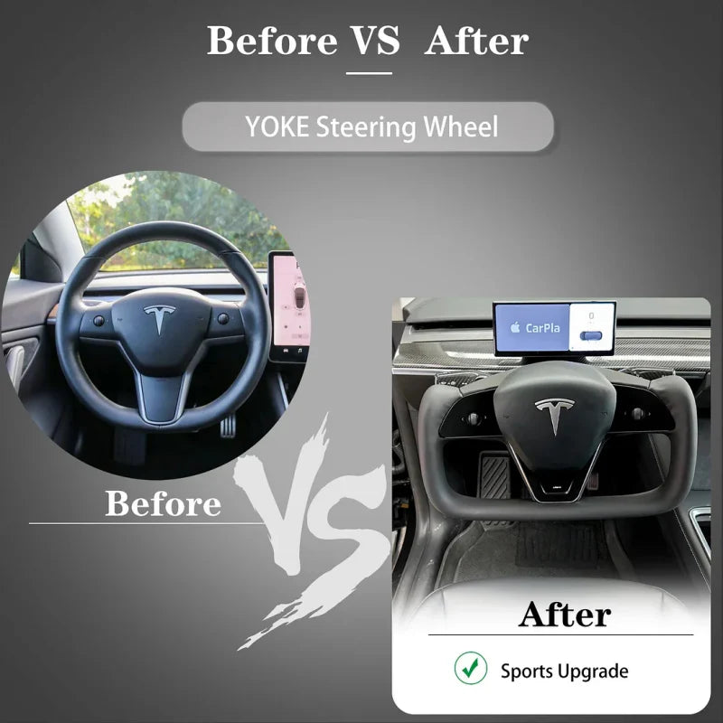 Tesla Model 3/Y Yoke Steering Wheel  - Black Nappa Leather