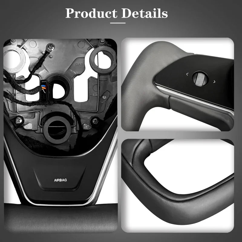Tesla Model 3/Y Yoke Steering Wheel  - Black Nappa Leather