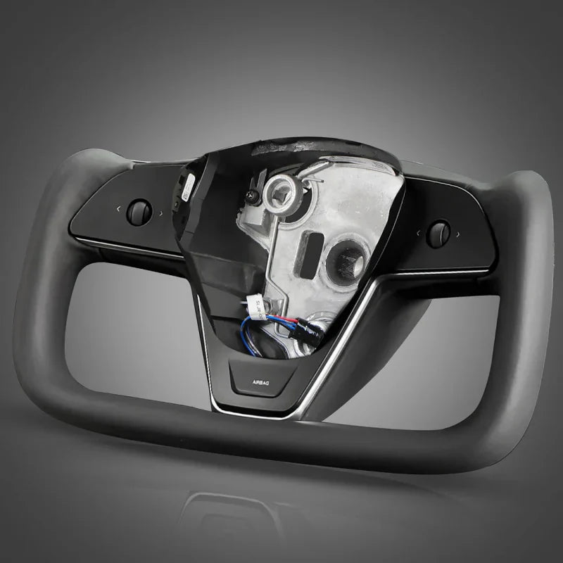 Tesla Model 3/Y Yoke Steering Wheel  - Black Nappa Leather