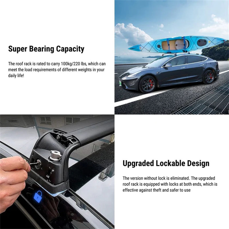 Anti-Theft Lock Equipped Tesla Model 3/Y Roof Rack (Set of 2)