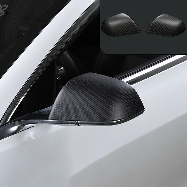 Tesla Model 3 Carbon Fiber Mirror Caps (Set of 2 Covers) - Real Carbon Fiber