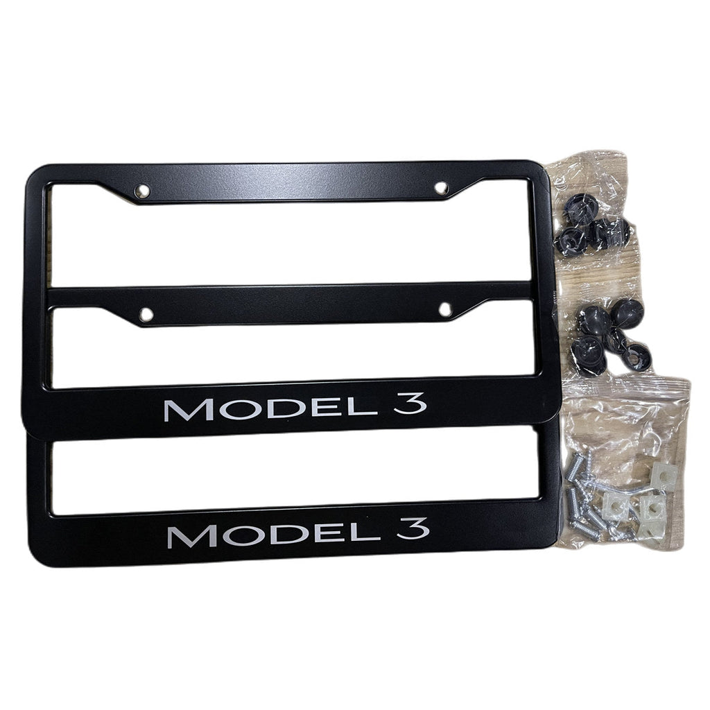 2pcs Tesla Model 3 Black Stainless Metal License Plate Frame（2017-2023.10）