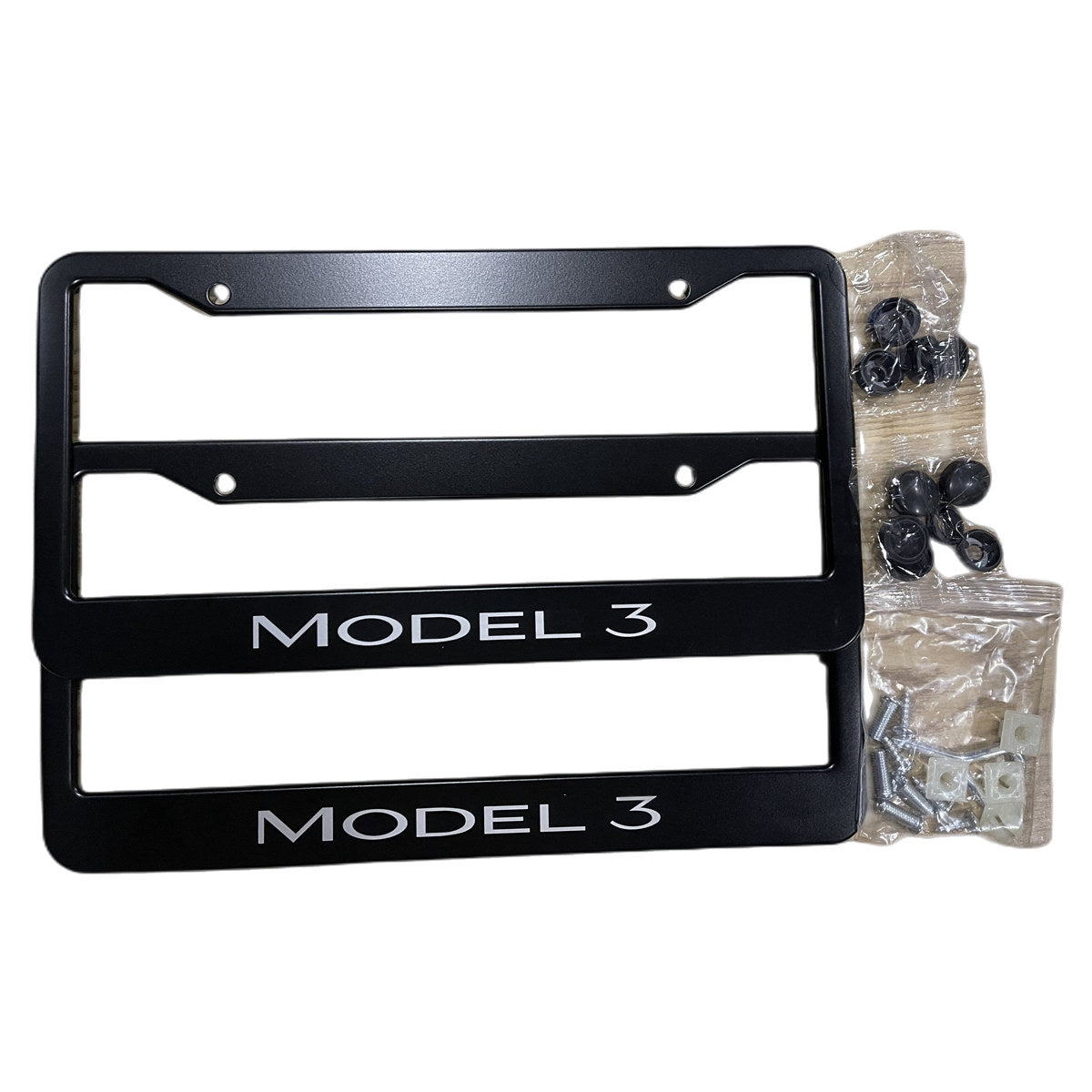 2pcs Tesla Model 3 Black Stainless Metal License Plate Frame（2017-2023.10）