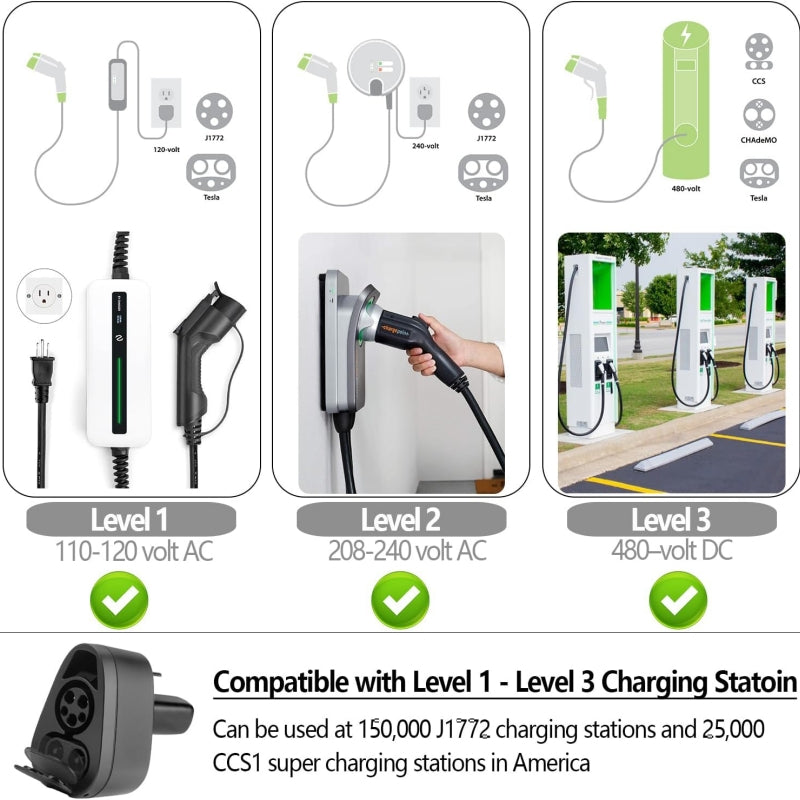 J1772 & CCS1 2 in1 Charging Adapter for Model S/3/X/Y