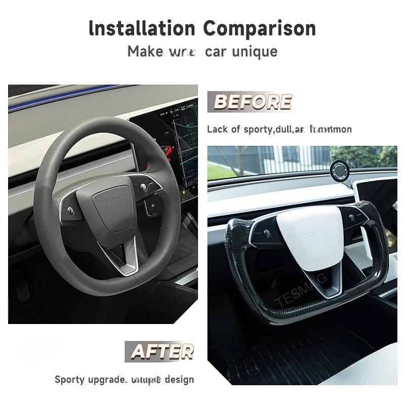 Tesla Model 3 Highland Yoke Steering Wheel With Full Real Carbon Fiber