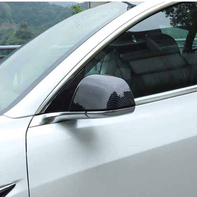 Tesla Model Y Carbon Fiber Mirror Caps -Real Molded Carbon Fiber（2019-2024）