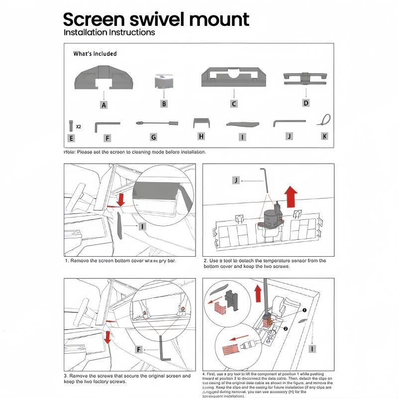 Tesla Cybertruck Swivel Screen Mount for Center Console