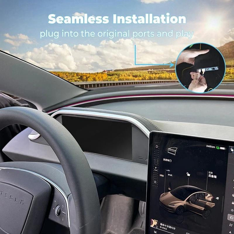 8.9-inch one-piece instrument screen with ambient lighting for the Tesla Model 3 Highland/Model Y Juniper