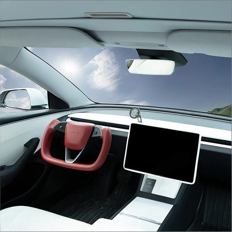 Tesla Model 3 Highland/Y Juniper Yoke Steering Wheel With Full Red Nappa Leather