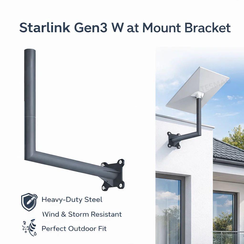 Starlink Gen3 Wall Mount Bracket – Heavy-Duty Outdoor L-Arm Satellite Mount