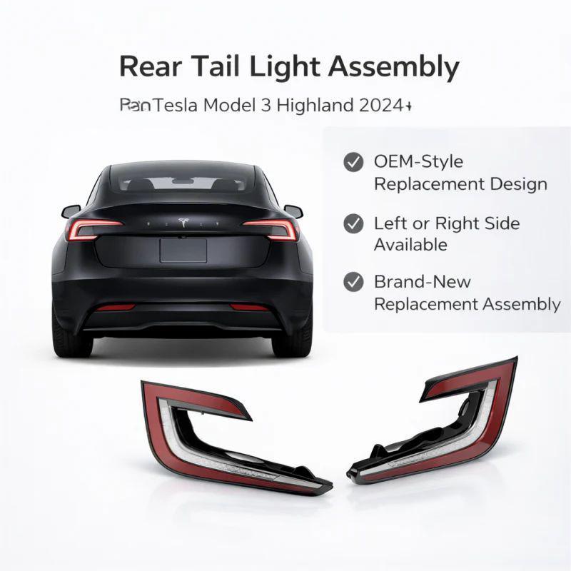 Rear Tail Light Assembly for Tesla Model 3 Highland 2024+ 1691498-00-F / 1691500-00-F
