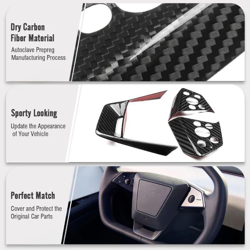 Carbon Steering Wheel Cover Kits for Tesla Cybertruck 2024+