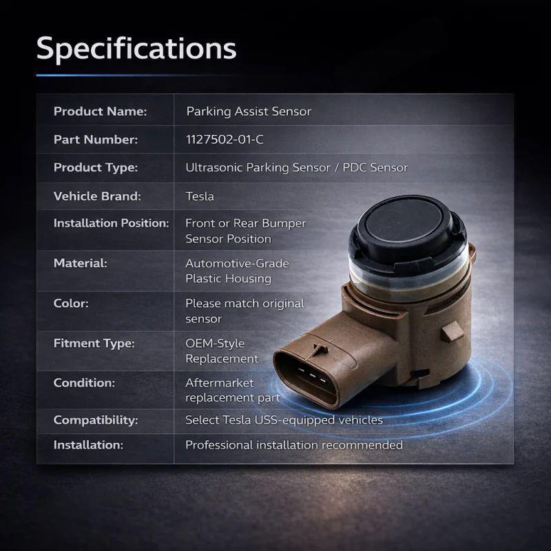 Parking Assist Sensor for Tesla Model S/3/X/Y USS Vehicles (1127502-01-C)