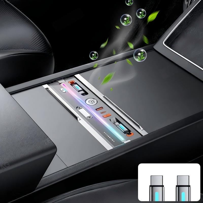 USB Hub Docking Station with Aromatherapy & LED Light for Tesla Model 3 Highland / Model Y Juniper