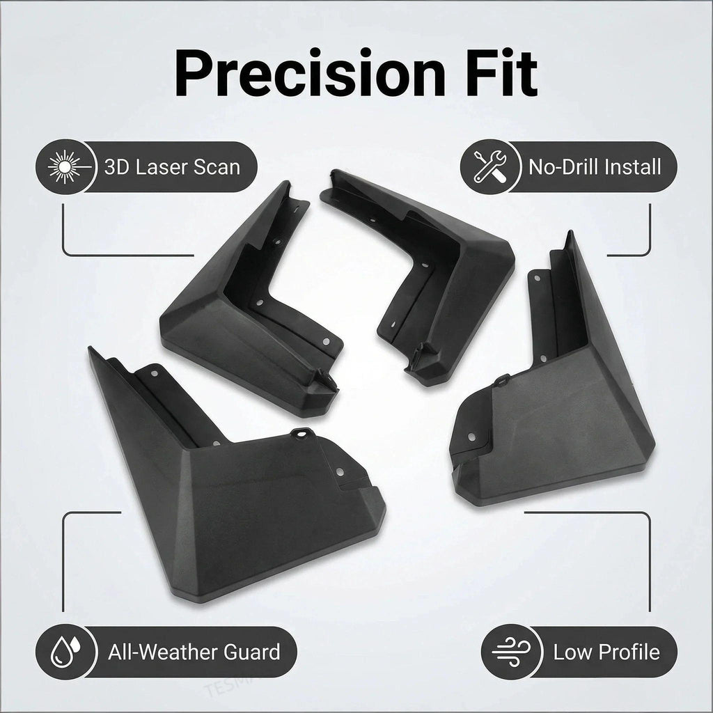 4pcs Push-on Pin Mud Flaps for Tesla Cybertruck 2024+
